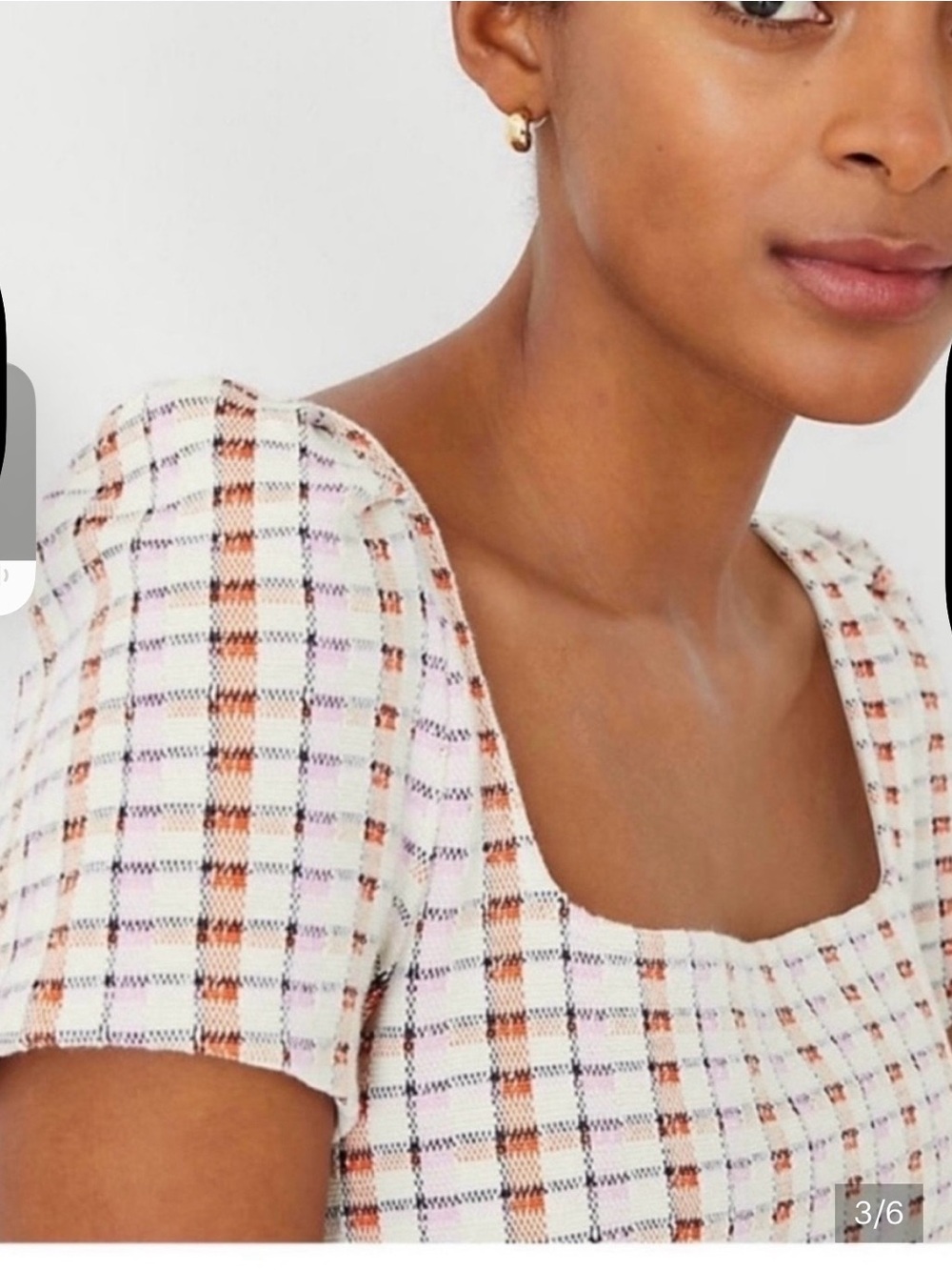 Ann Taylor square neck short leaved plaid dress 4 - Picture 6 of 6